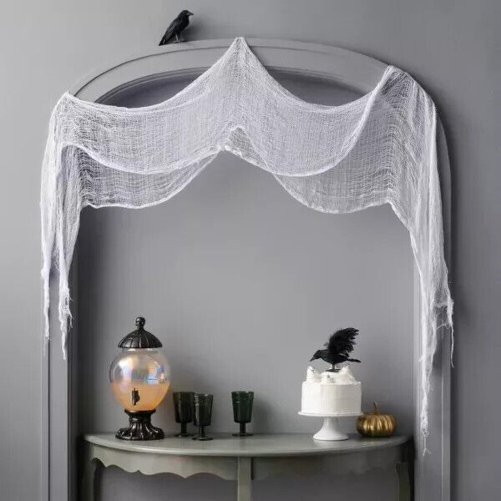 9' Black Light Responsive Eerie Fabric White Halloween Decorative Prop - Hyde &